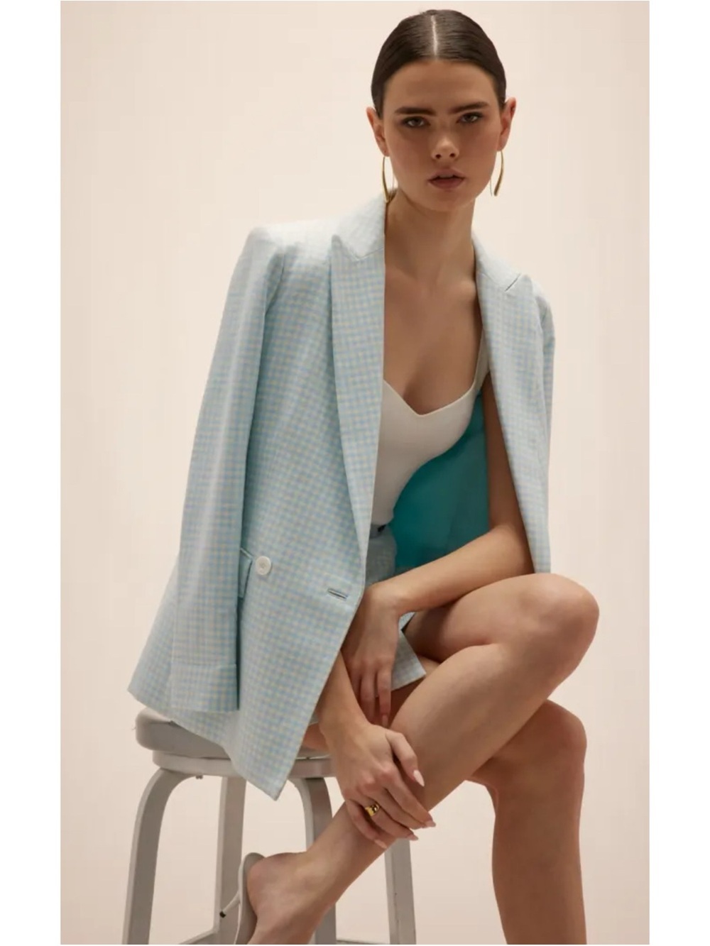Alice + Olivia "Justin" longline blazer the houndstooth print